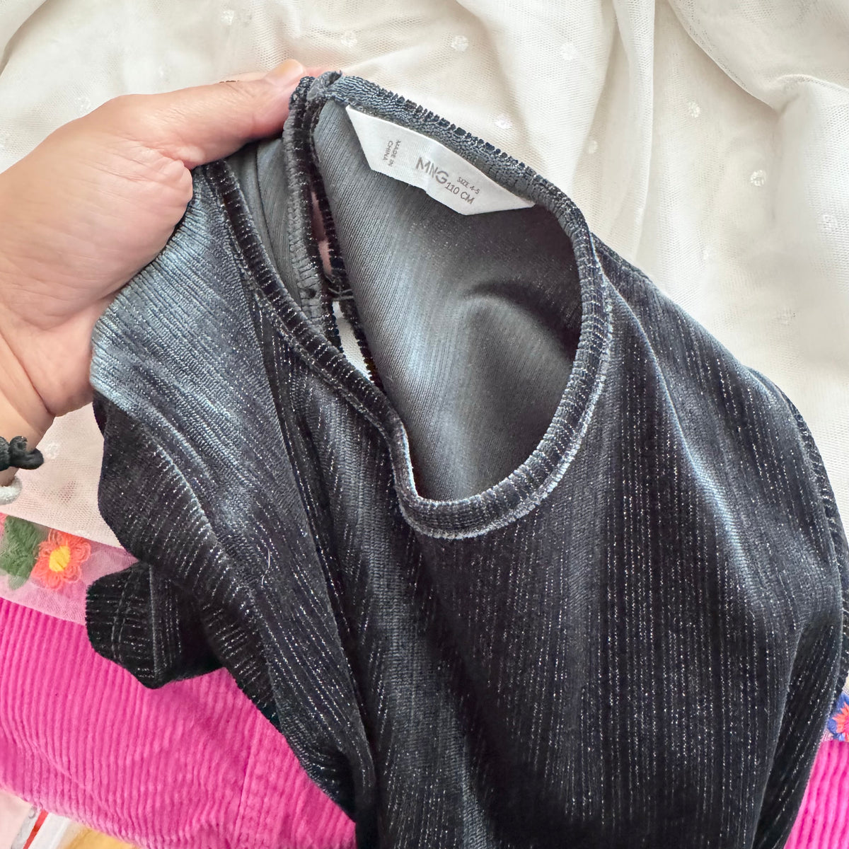 Mango / Dark grey velour jumpsuit / 4-5Y