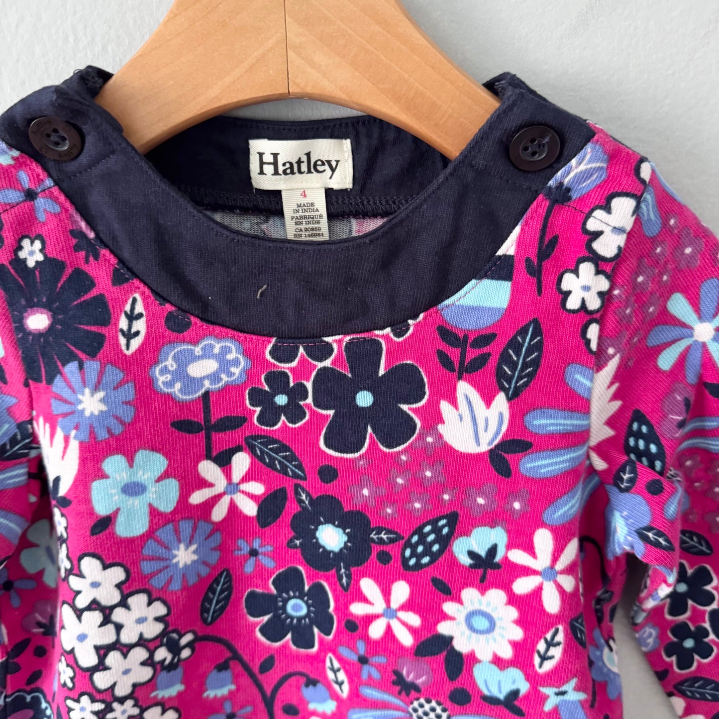 Hatley / Pink x navy long sleeve dress / 4Y