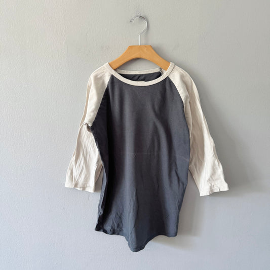Mini mioche / White x dark grey raglan shirt / 11-12Y