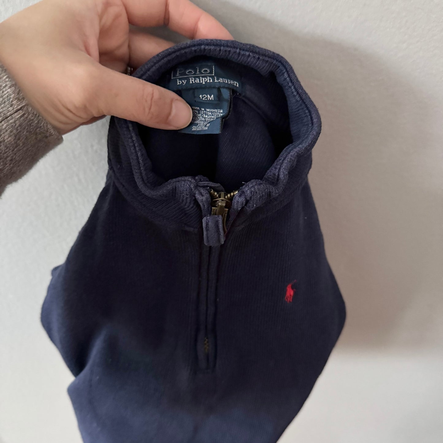 Polo Ralph Lauren / Navy half zip up crew top / 12M