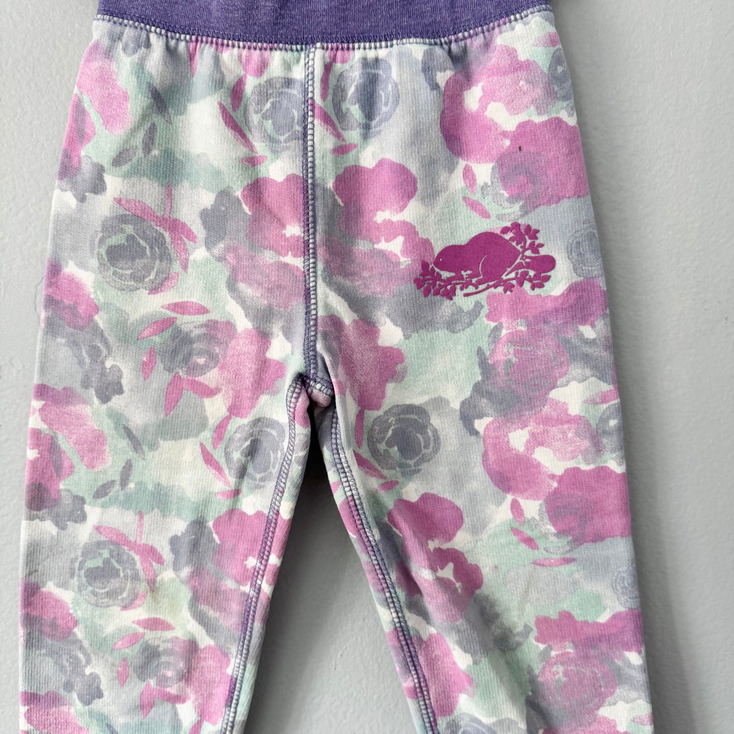 Roots / Purple floral sweatpants / 2Y
