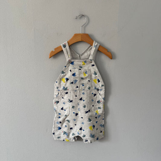 Petit Bateau / Light grey x frog overall shorts / 18M