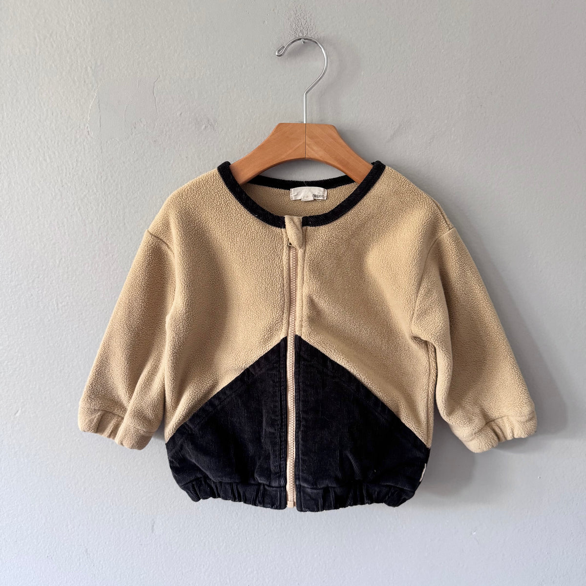 Greige. / Light brown fleece zip up / 18-24M