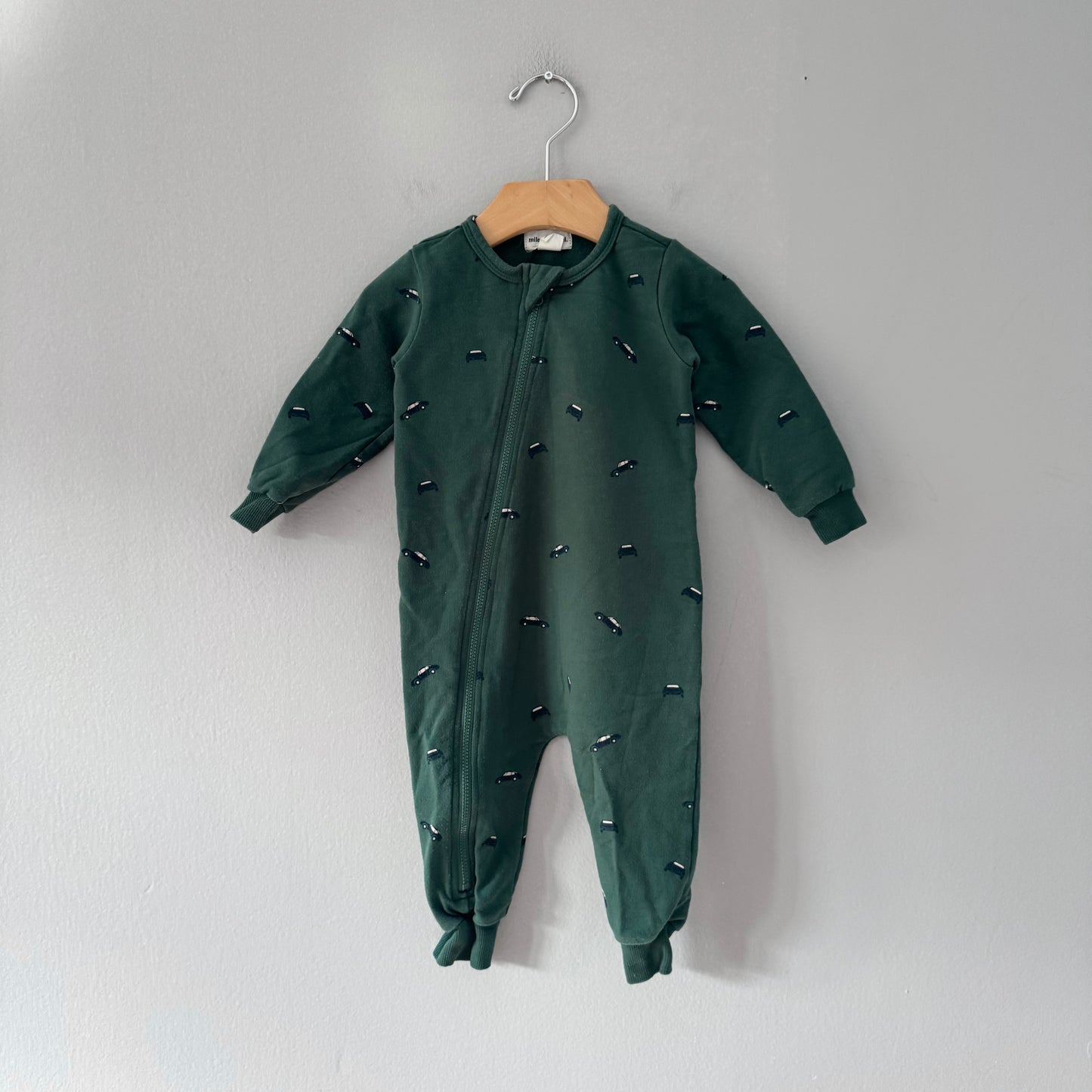 Miles the label / Green x car crew romper	/ 9M