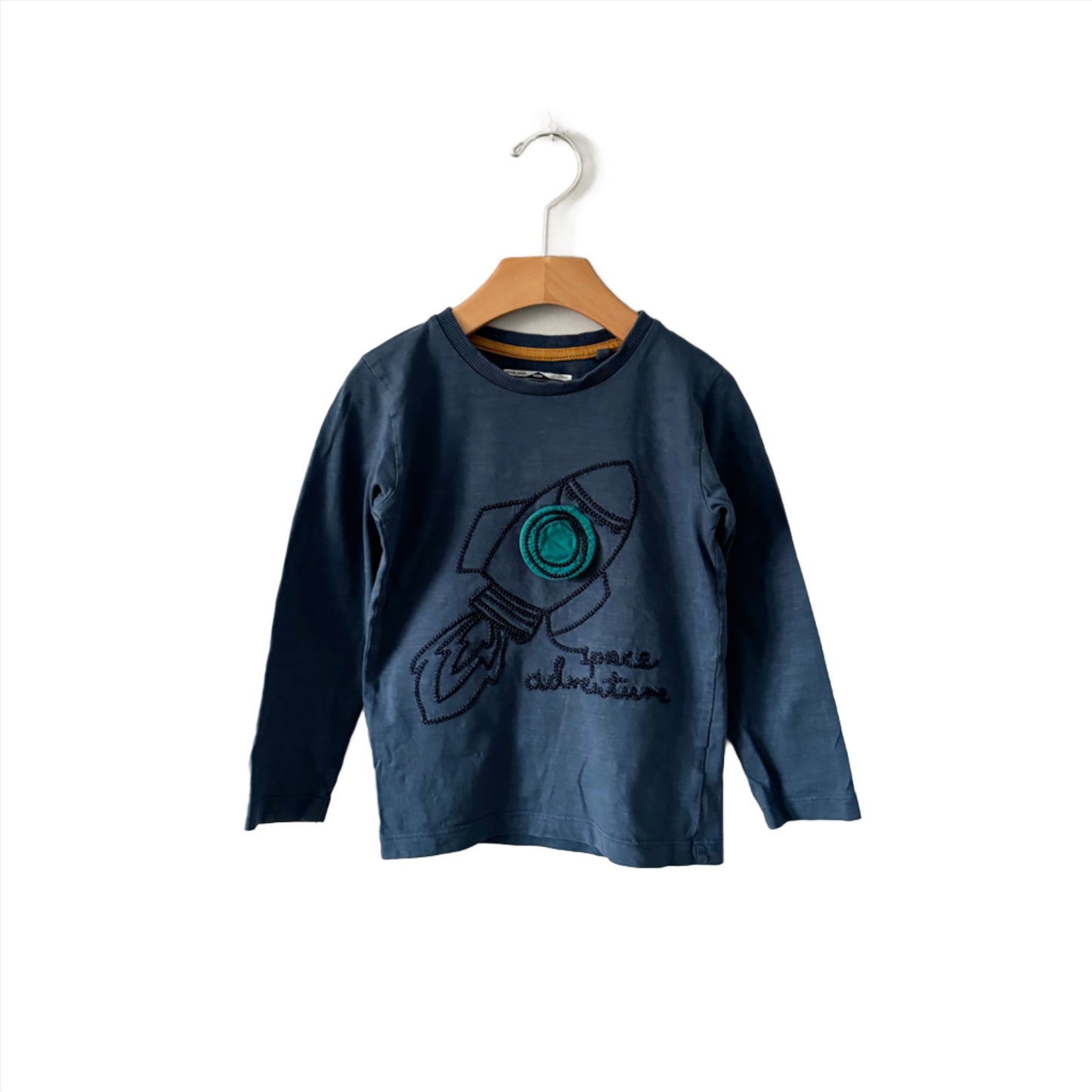 Next / Long sleeve T-shirt - Navy x rocket with peek window / 3-4Y