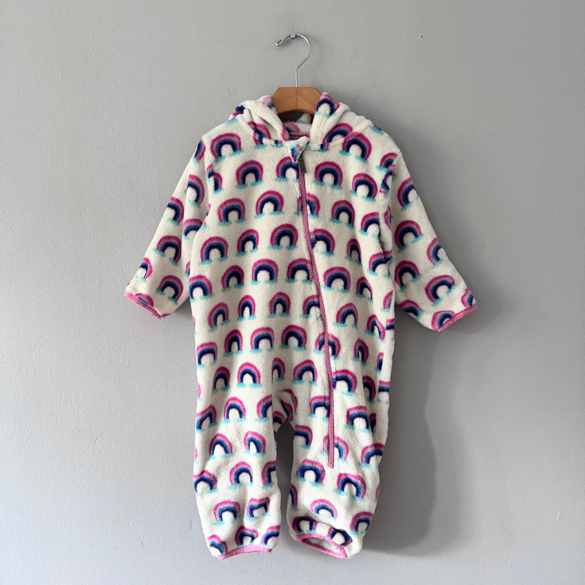Hatley / White x rainbow fleece bunting / 18-24M