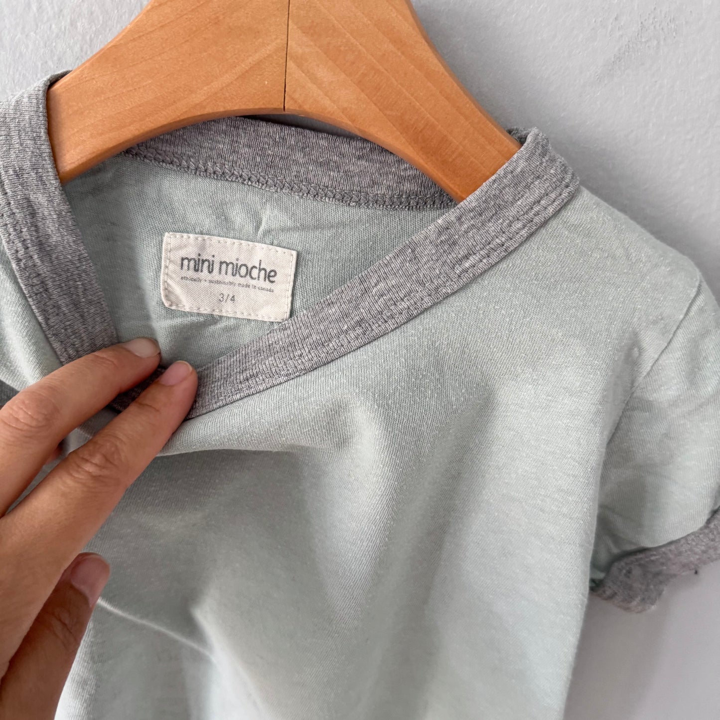 Mini mioche / Blue x light grey T-shirt / 3-4Y
