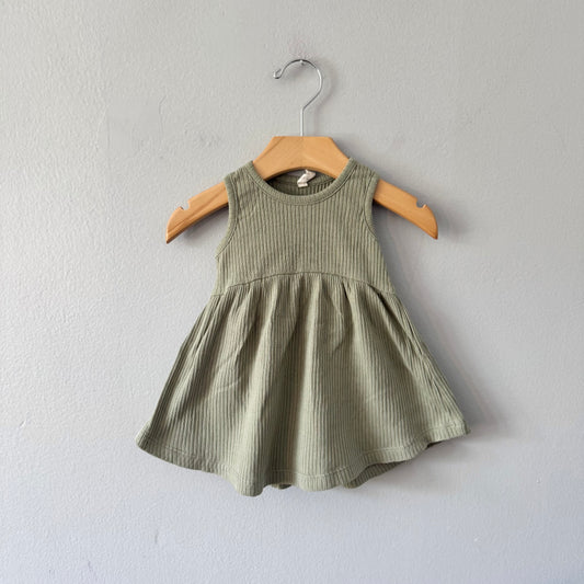 Quincy Mae / Khaki ribbed tank dress / 6-12M