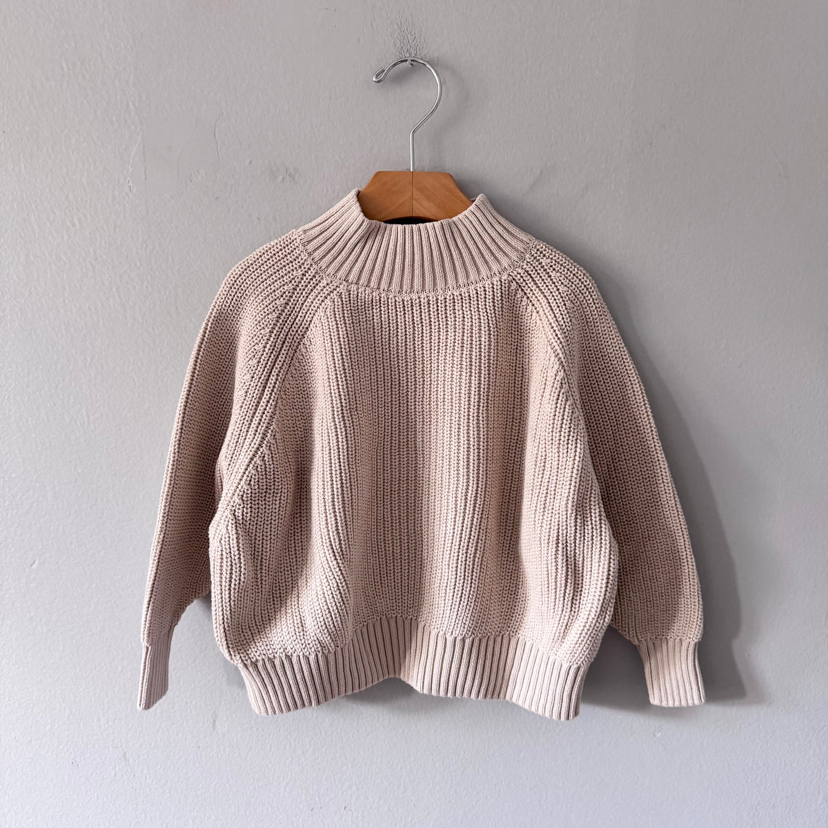 Never/Not / Ivory ribbed cotton knit pullover / 4Y