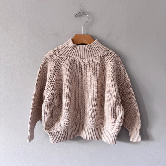 Never/Not / Ivory ribbed cotton knit pullover / 4Y