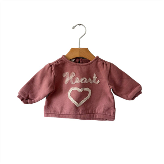 Zara / Smoky pink sweatshirt - Heart / 3-6M
