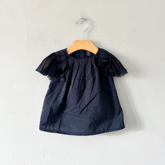 Gap / Dark navy chiffon shoulder blouse / 12-18M