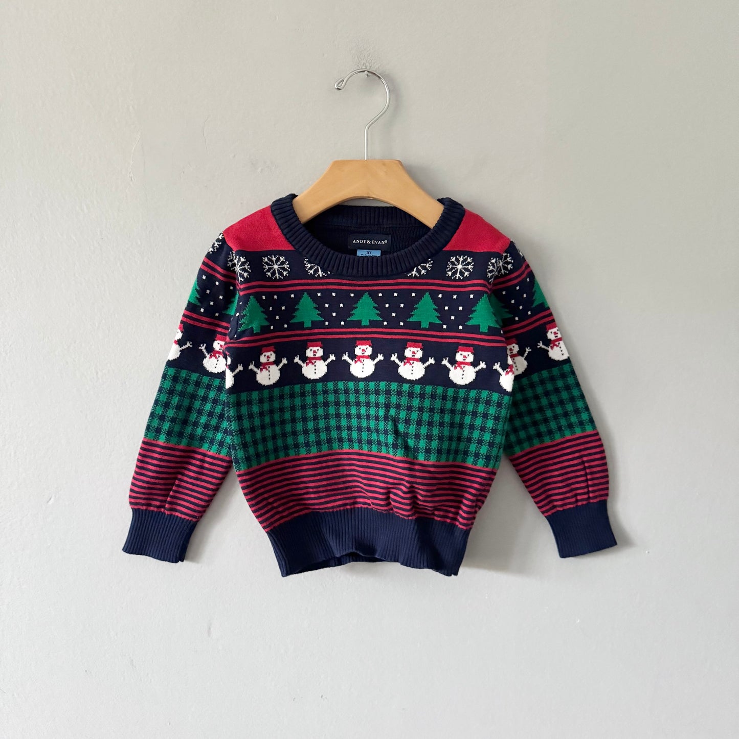 Andy & Evan / Navy holiday knit pullover / 3T