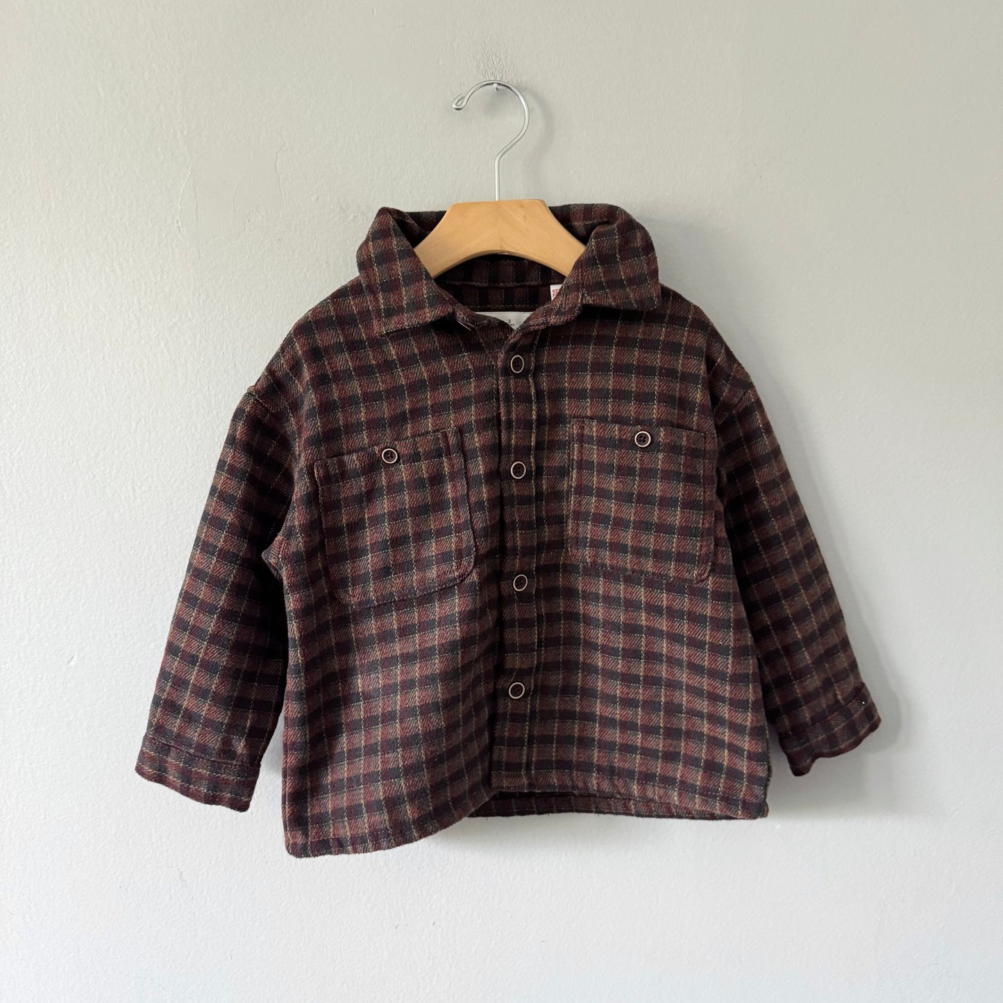 Zara / Brown checked flannel jacket / 3Y