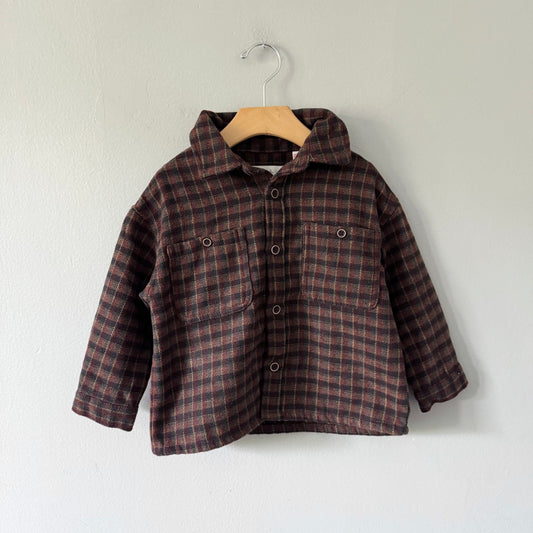 Zara / Brown checked flannel jacket / 3Y