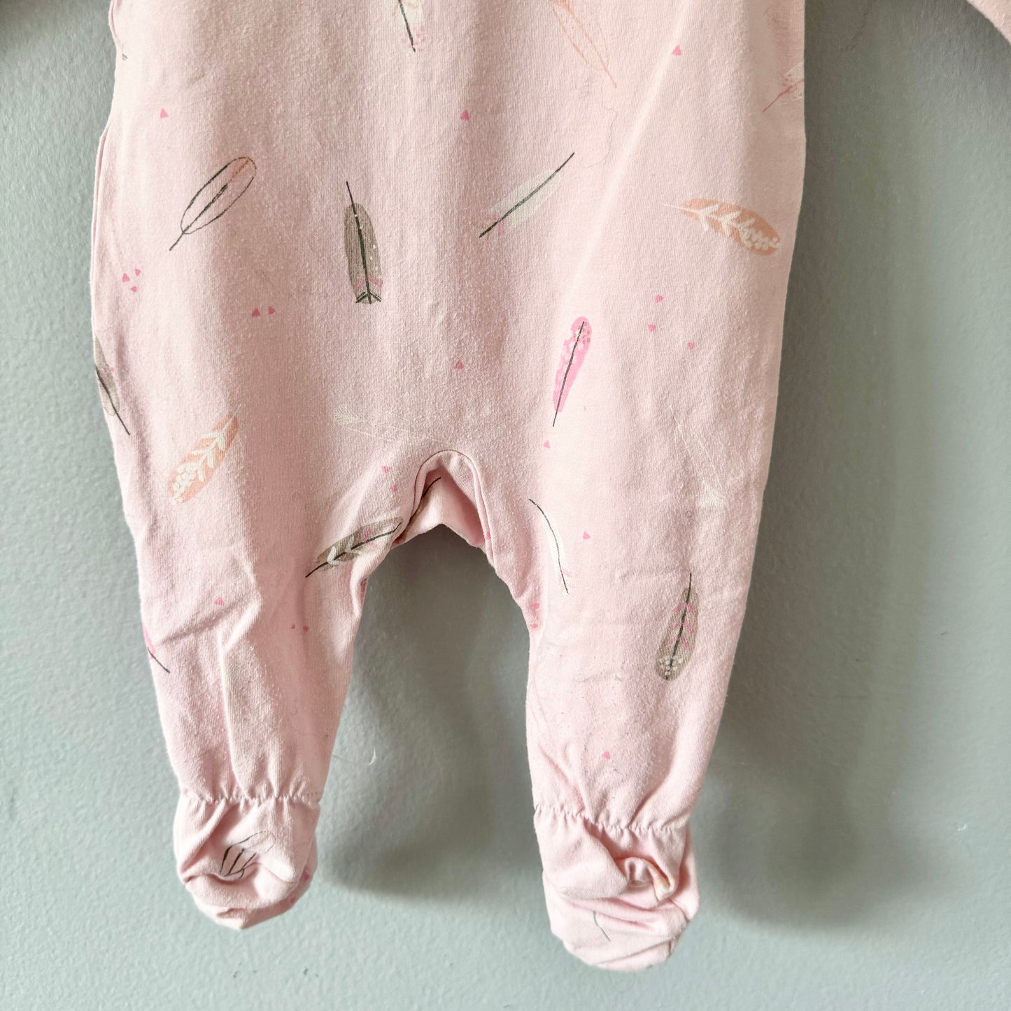 Souris Mini / Light pink x feather romper / 3-6M