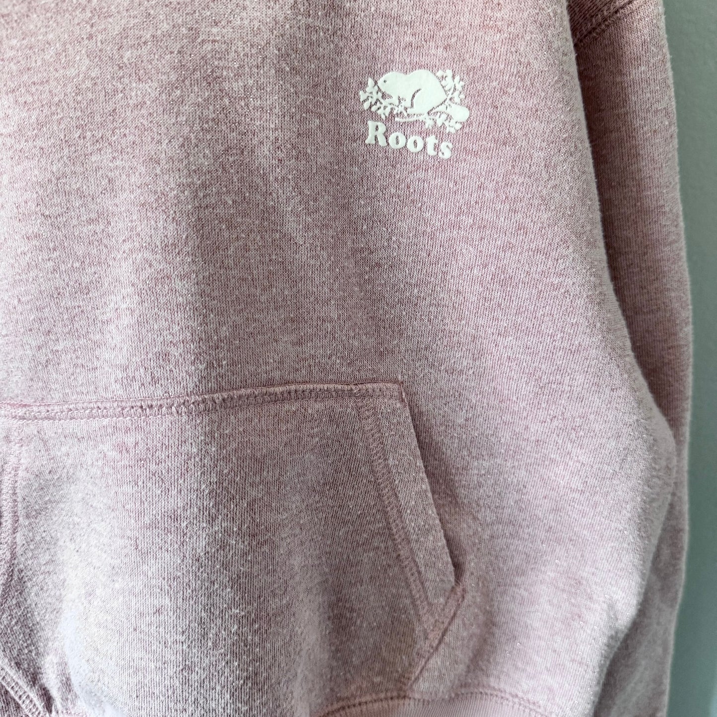 Roots / Sweat à capuche rose scintillant / 9-10 ans