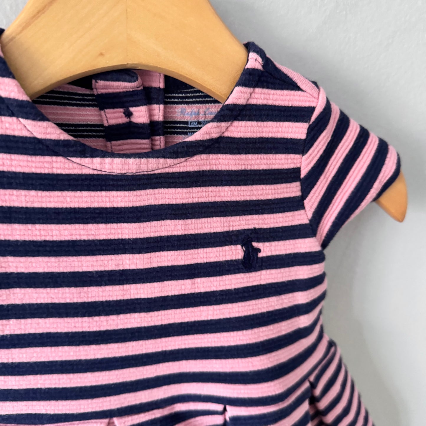 Polo Ralph Lauren / Robe rayée rose et marine / 6M