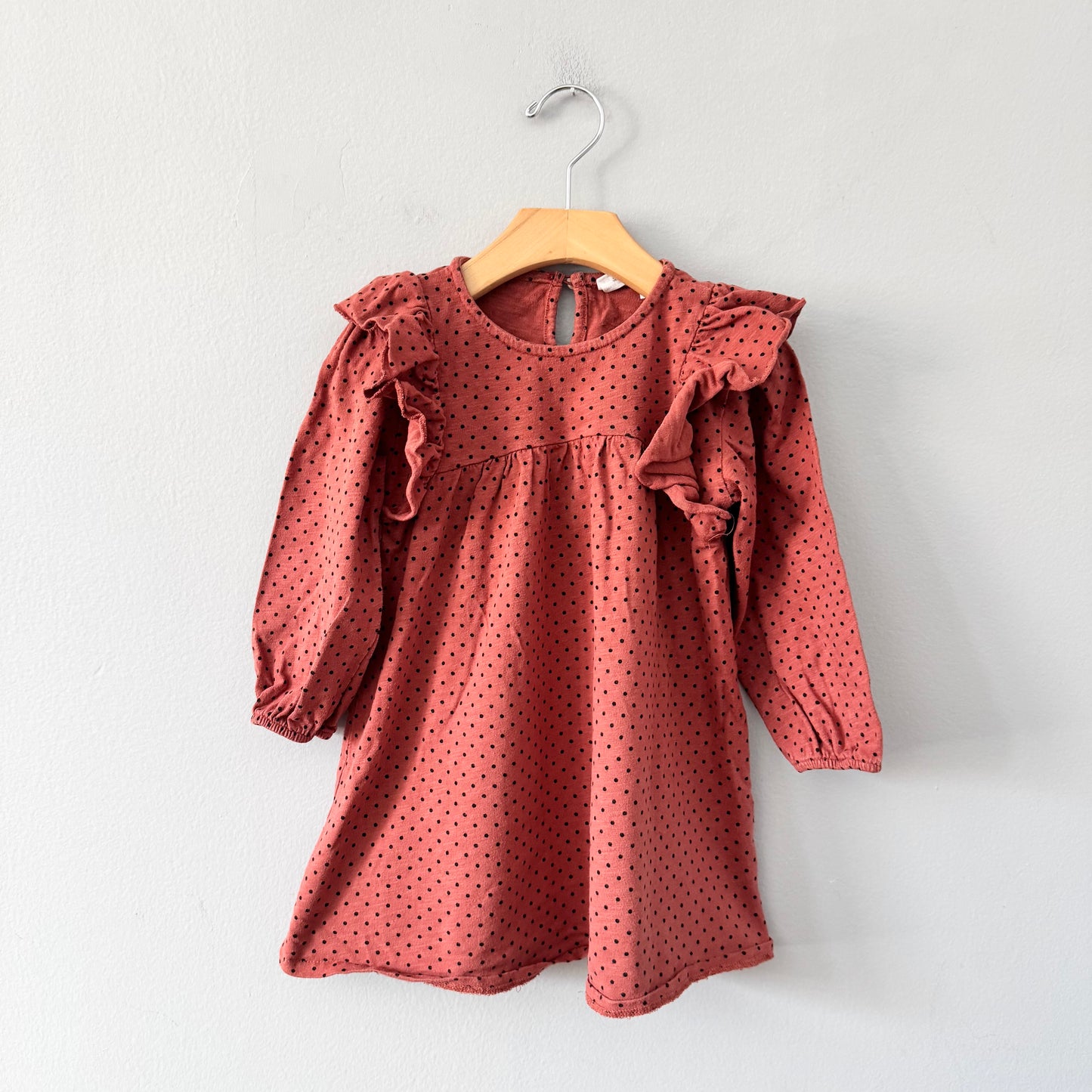 Zara / Brown x dots long sleeve dress / 3-4Y