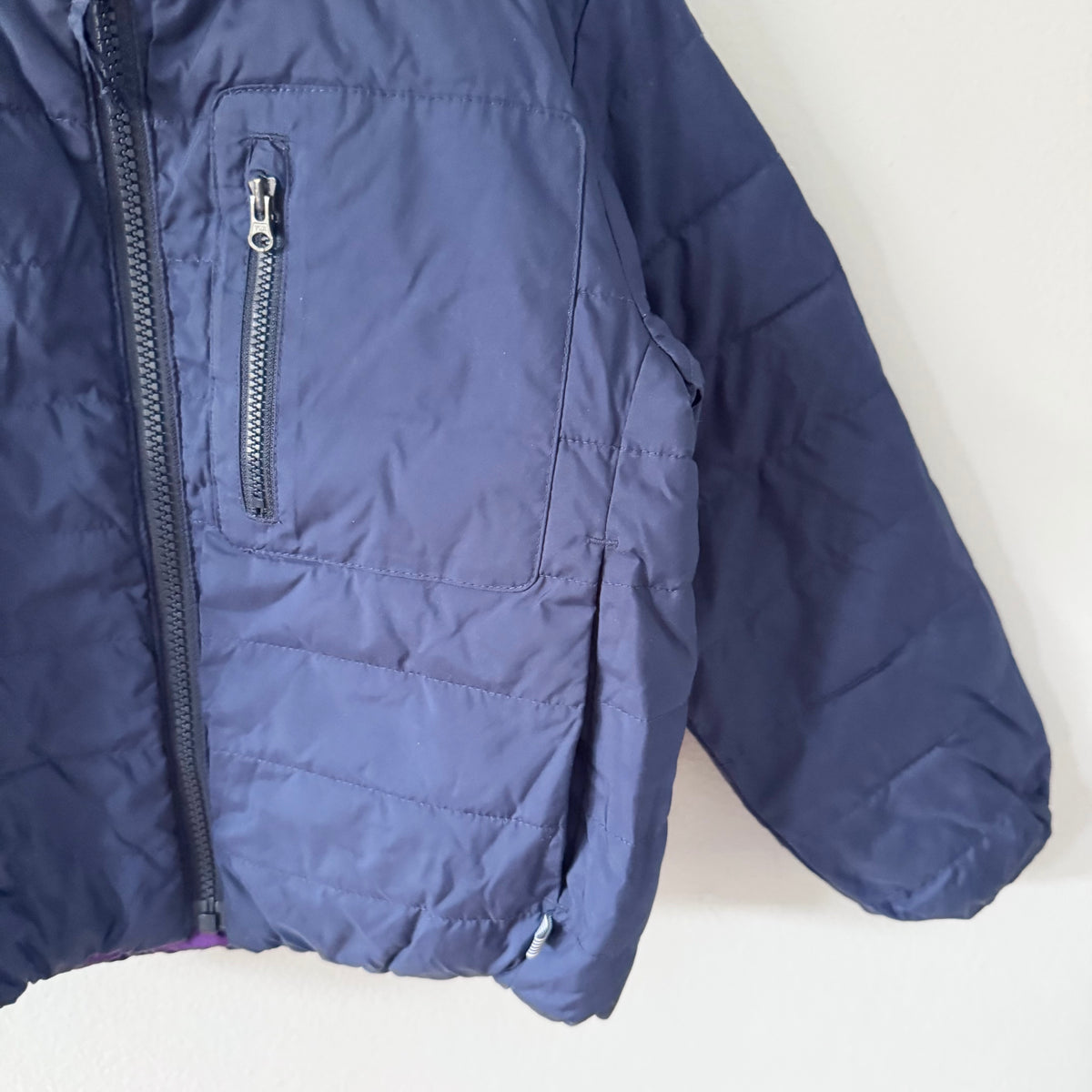Crewcuts / Navy x purple reversible puffer / 4-5Y