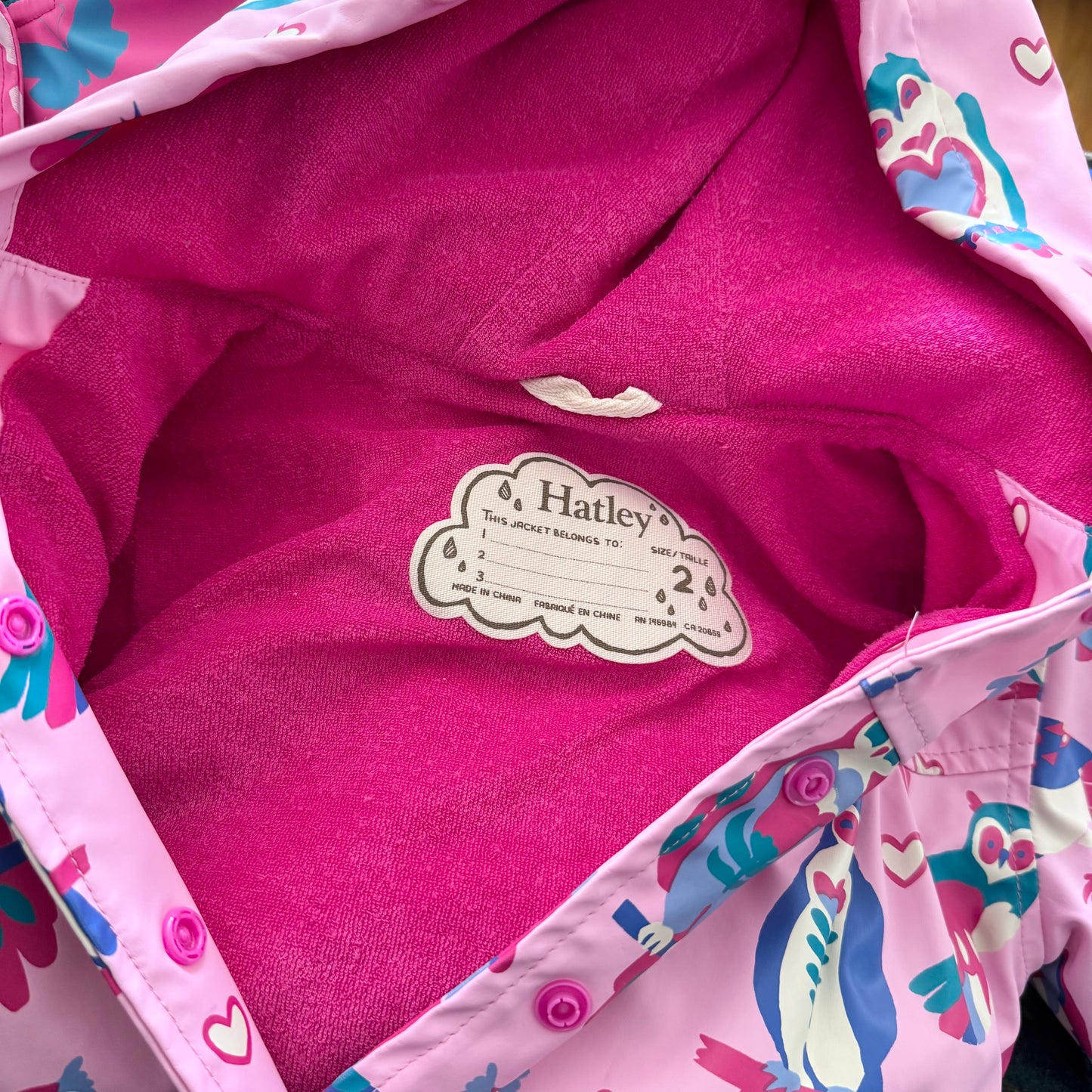 Hatley / Imperméable hibou rose / 2 ans