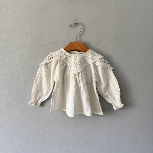 Zara / White long sleeve blouse / 9-12M