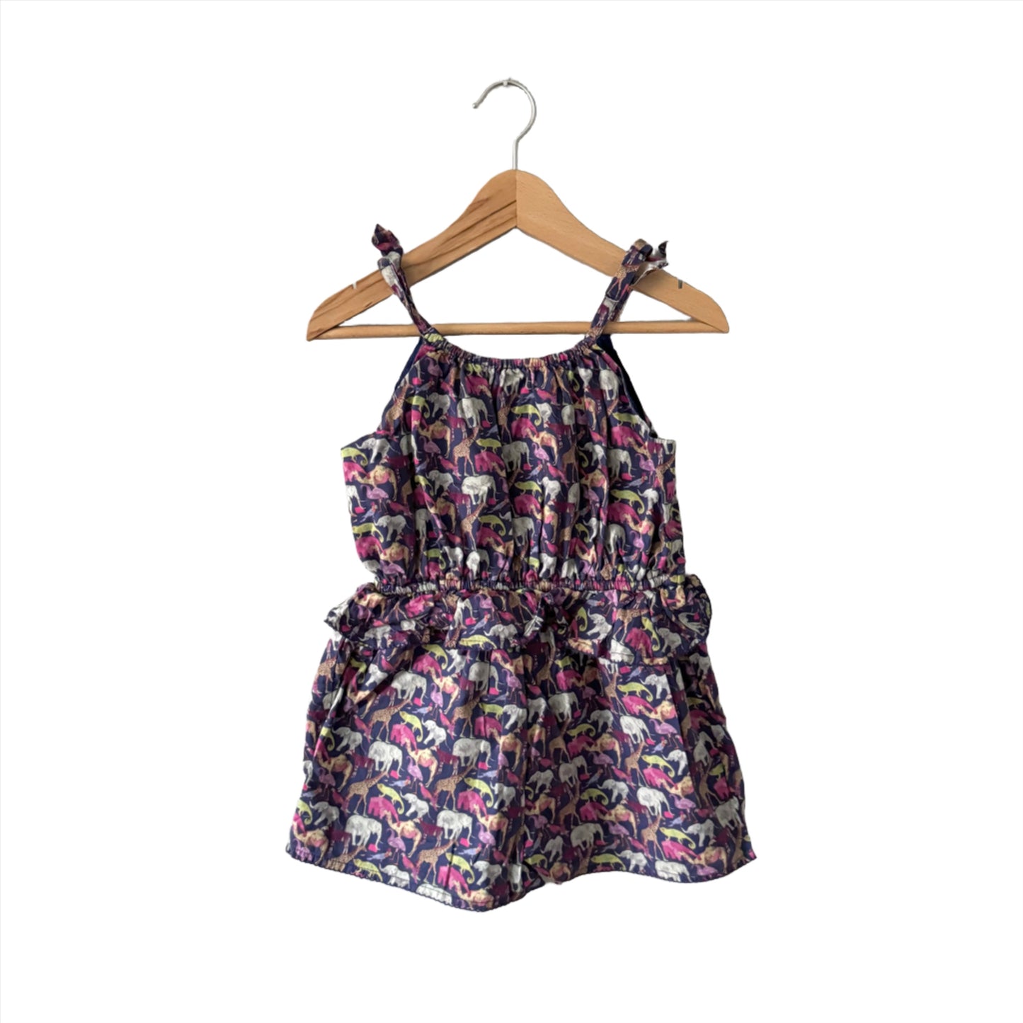 Janie & Jack / Navy x animal print cami jumpsuit / 4Y