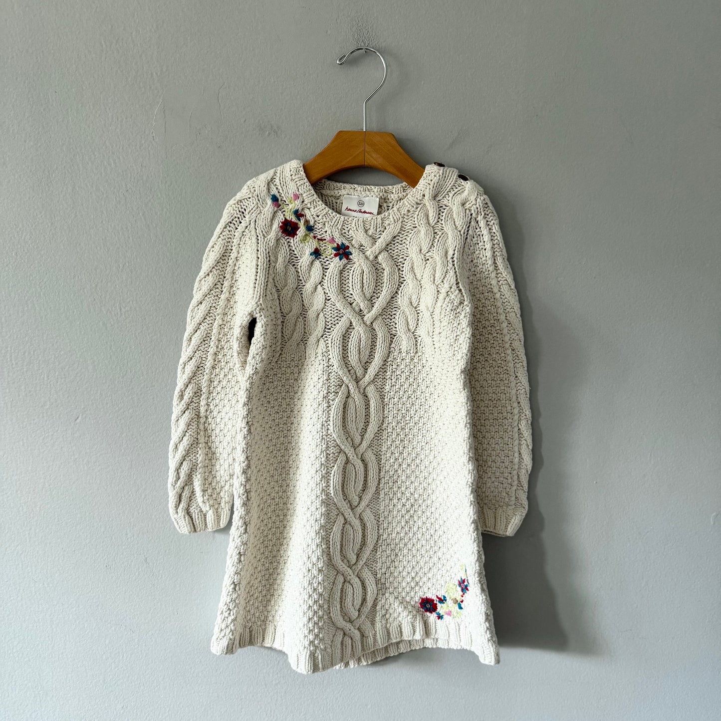 Hanna Andersson / White cable knit dress / 110(4Y)