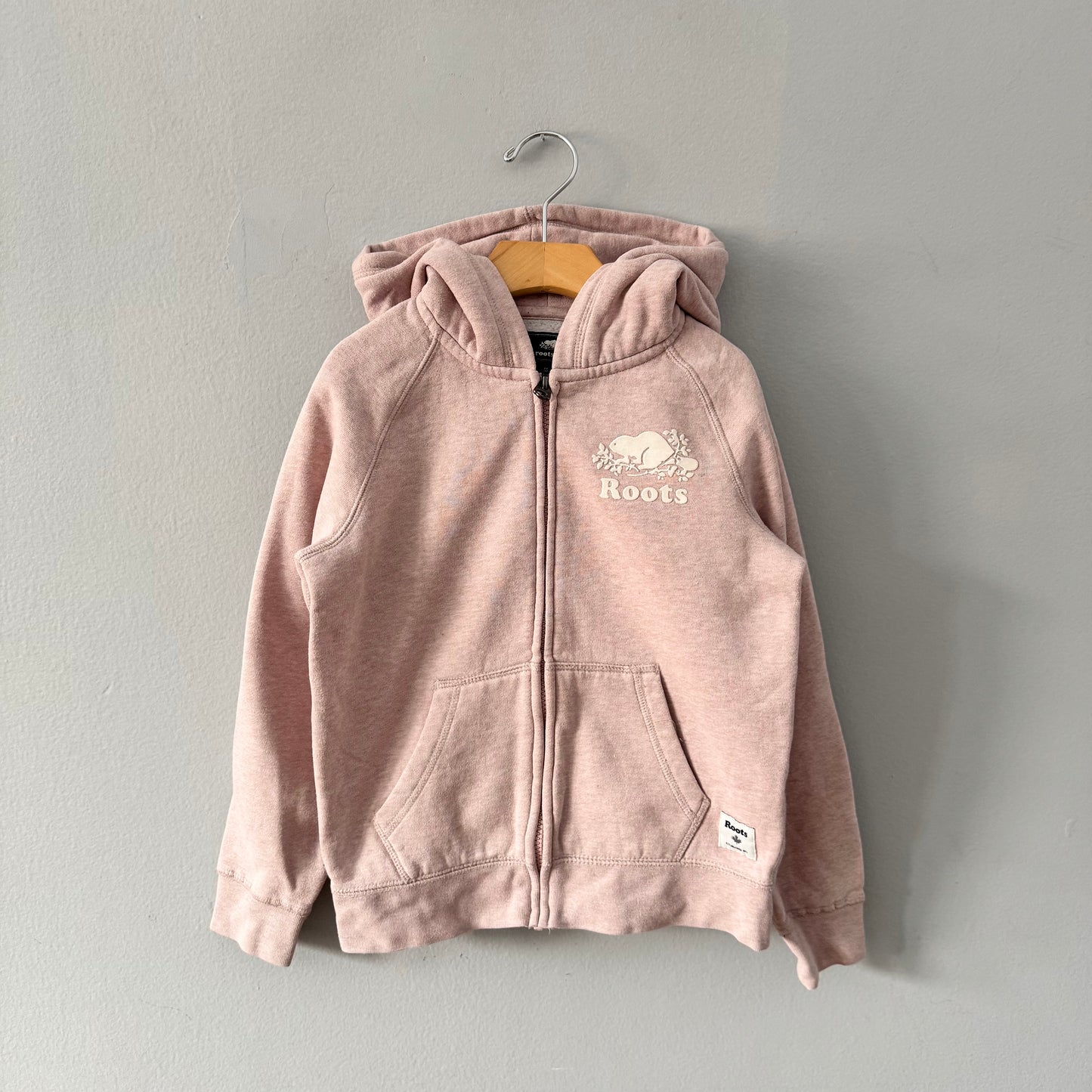 Roots / Light pink zip up hoodie / 7-8Y