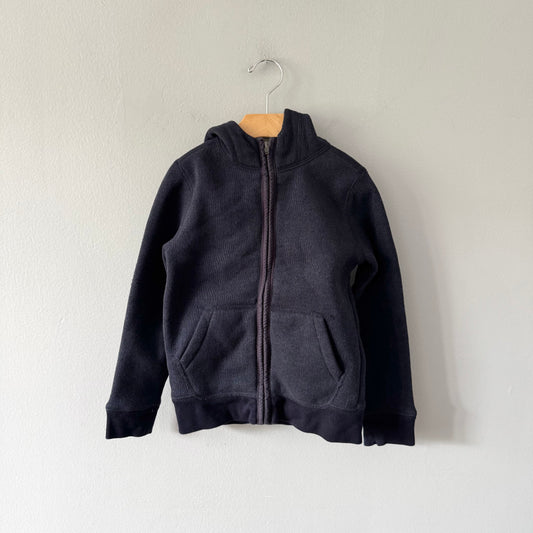 Crewcuts / Navy zip up sherpa lined hoodie / 6-7Y