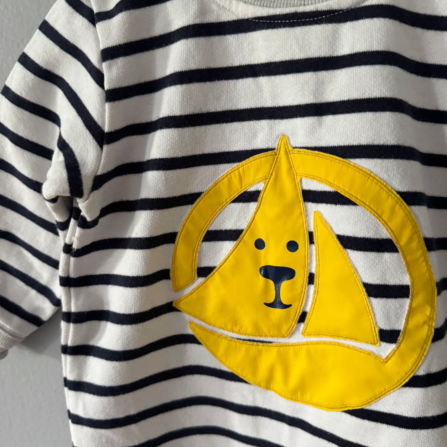 Petit bateau / Stripe x logo crew romper / 18M