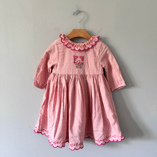Nuberry / Pink muslin dress / 18-24M