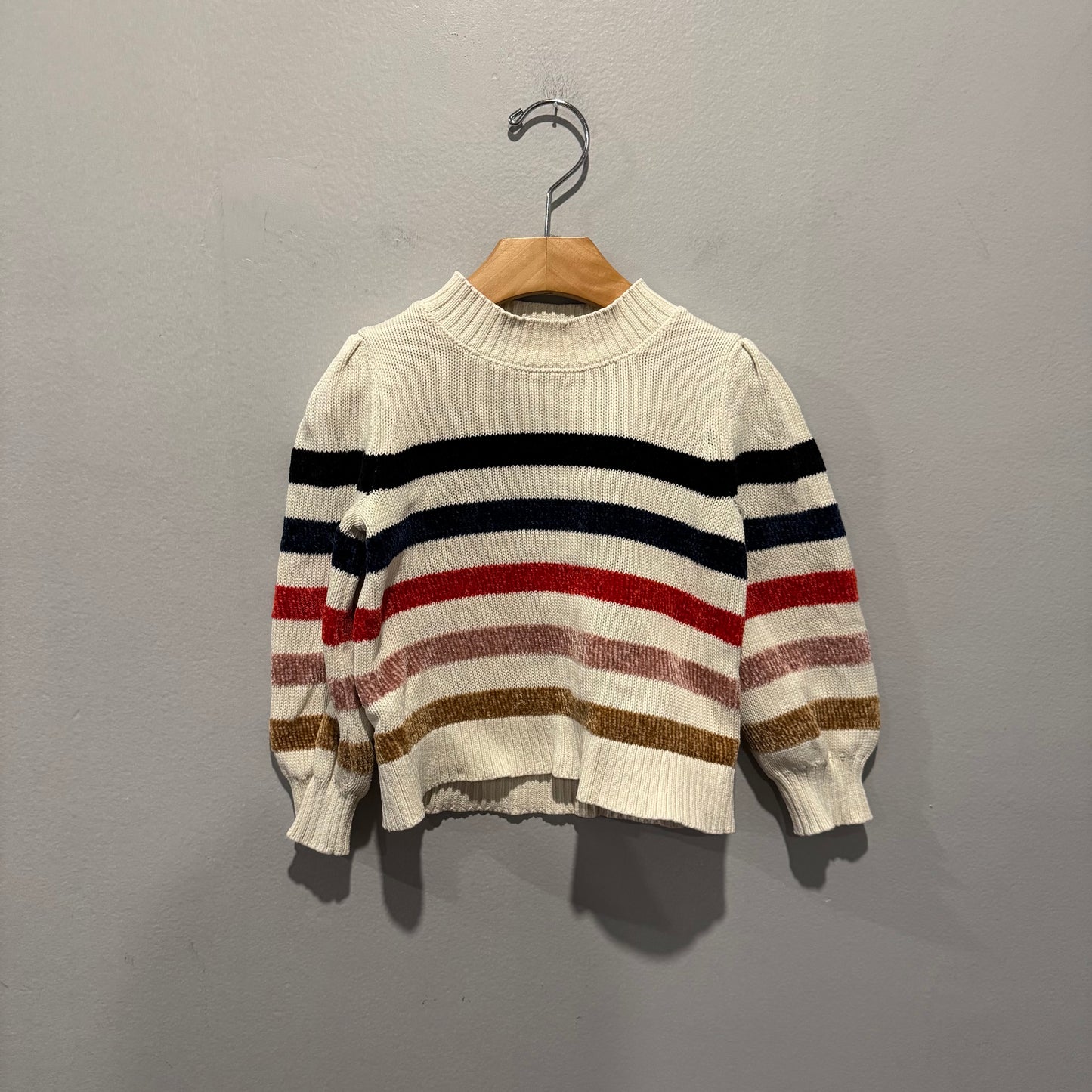 Gap / White x stripe cotton knit pullover / 3Y
