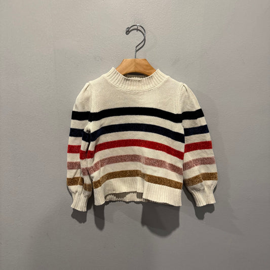 Gap / White x stripe cotton knit pullover / 3Y