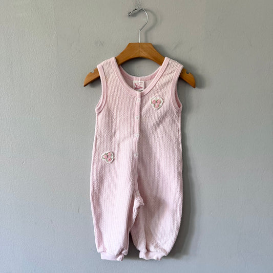 Vintage Buster Brown / Pink tank romper / 12M