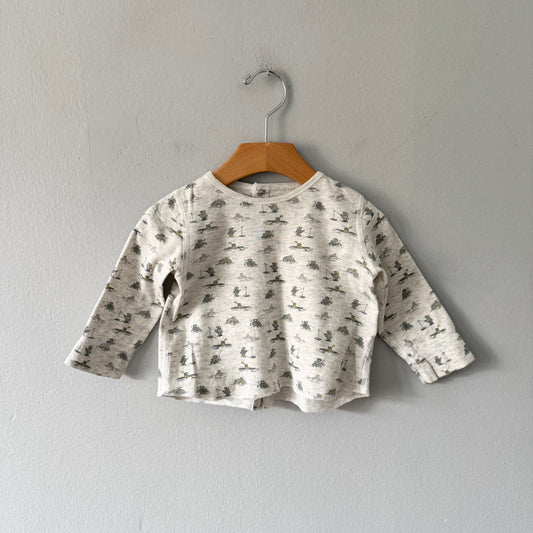 Petit Bateau / Light grey x pattern cardi / 12M