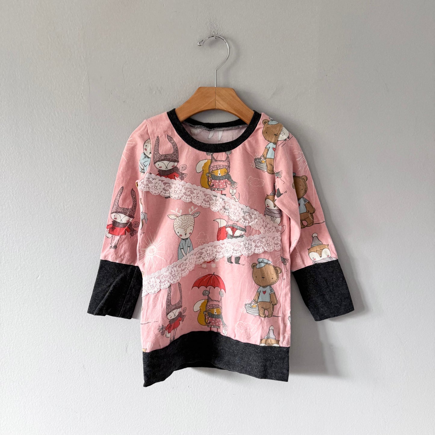 Fait main / Robe rose et imprimé animal / 2-3T