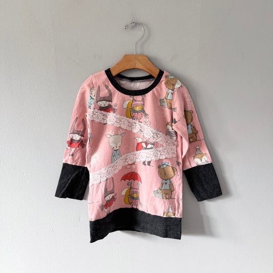 Handmade / Pink x animal dress / 2-3T