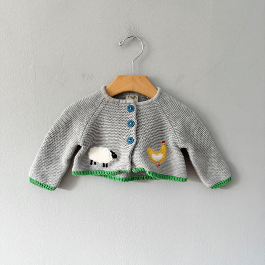 Frugi / Light grey cotton cardigan / 0-3M