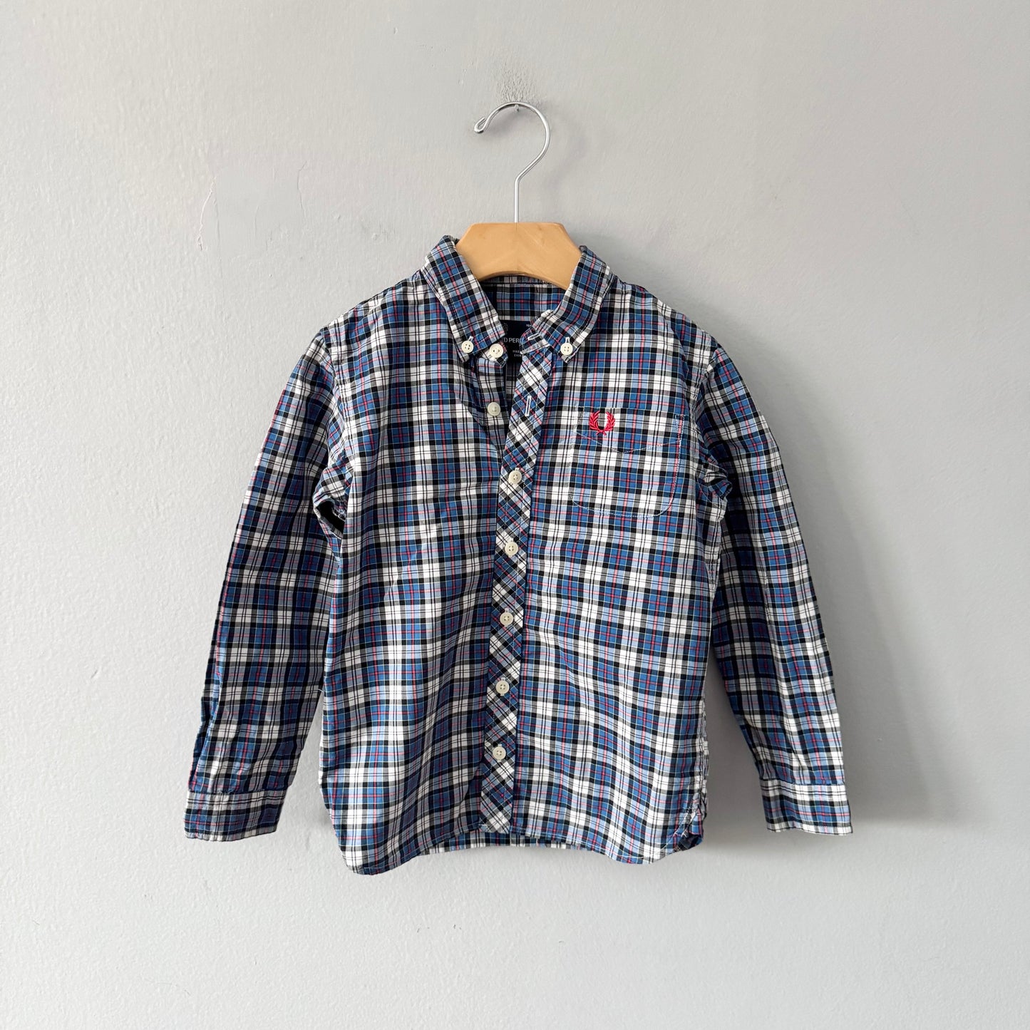 Fred Perry / Blue x white checked shirt / 5-6Y