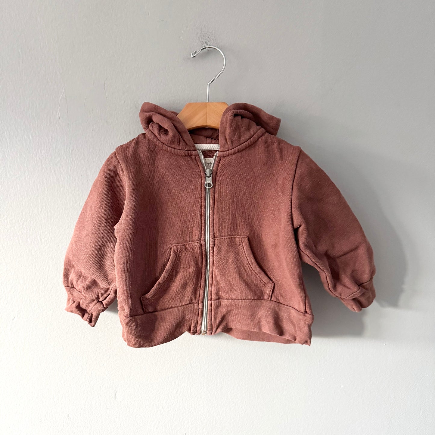 Mini mioche / Brown zip up hoodie / 18-24M