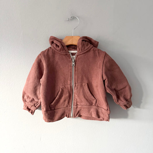 Mini mioche / Brown zip up hoodie / 18-24M