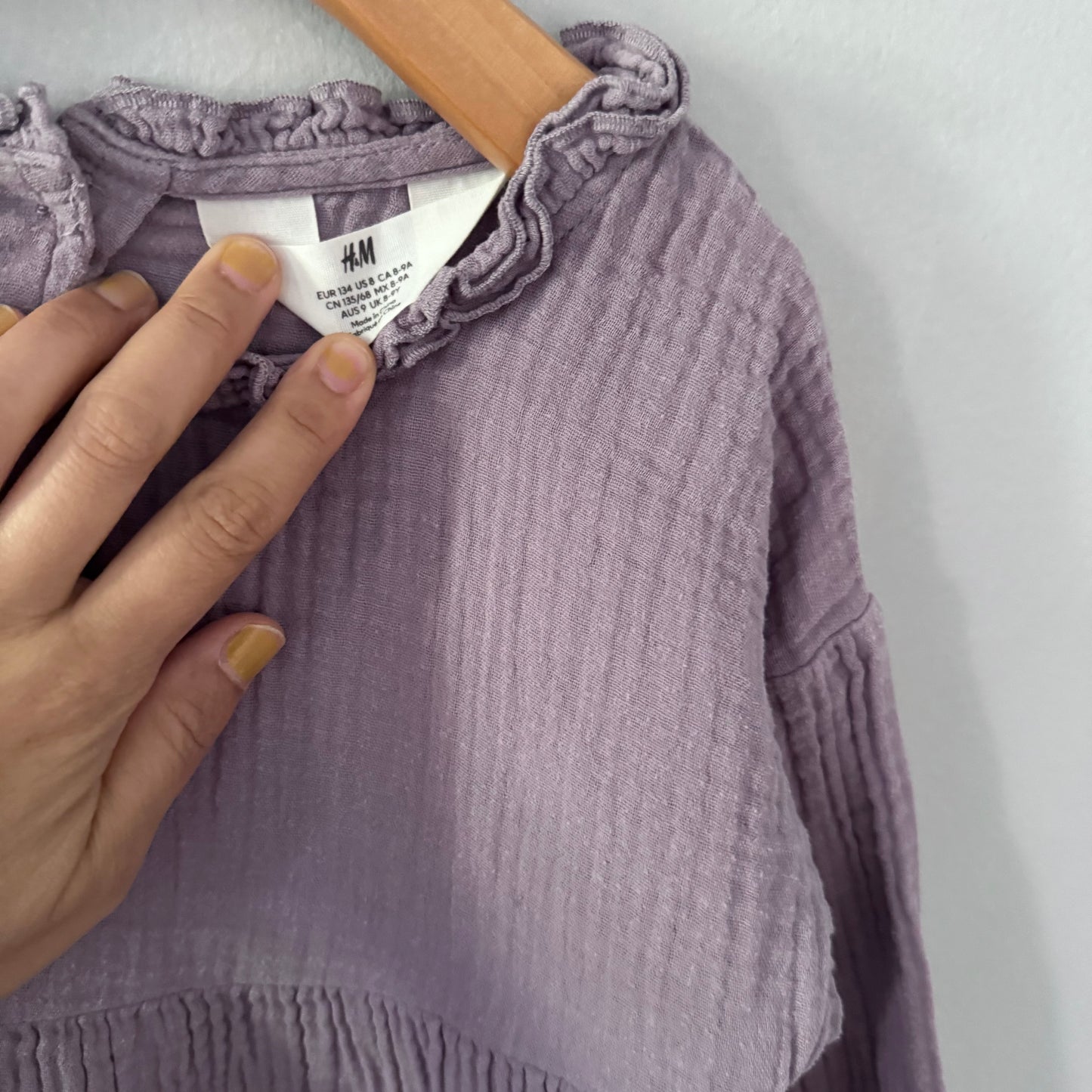 H&M / Purple muslin dress / 8-9Y