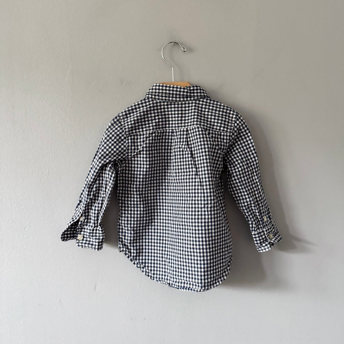 Gap / White navy gingham shirt / 2Y