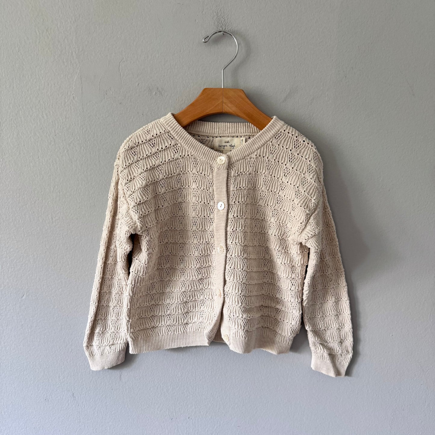 Konges Slojd / Ivory cotton knit cardigan / 3Y