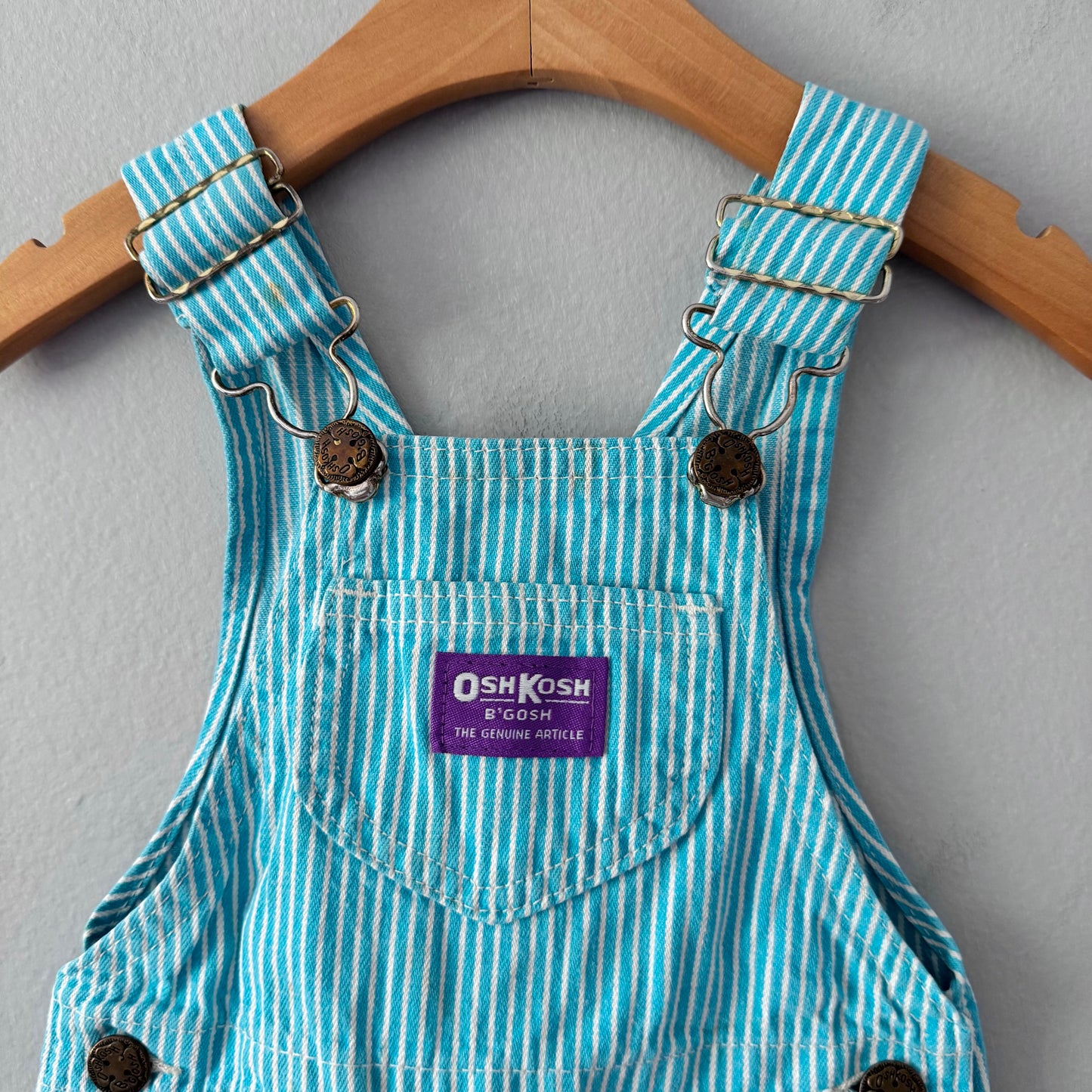 Vintage Oshkosh / Light blue stripe overall / 2T