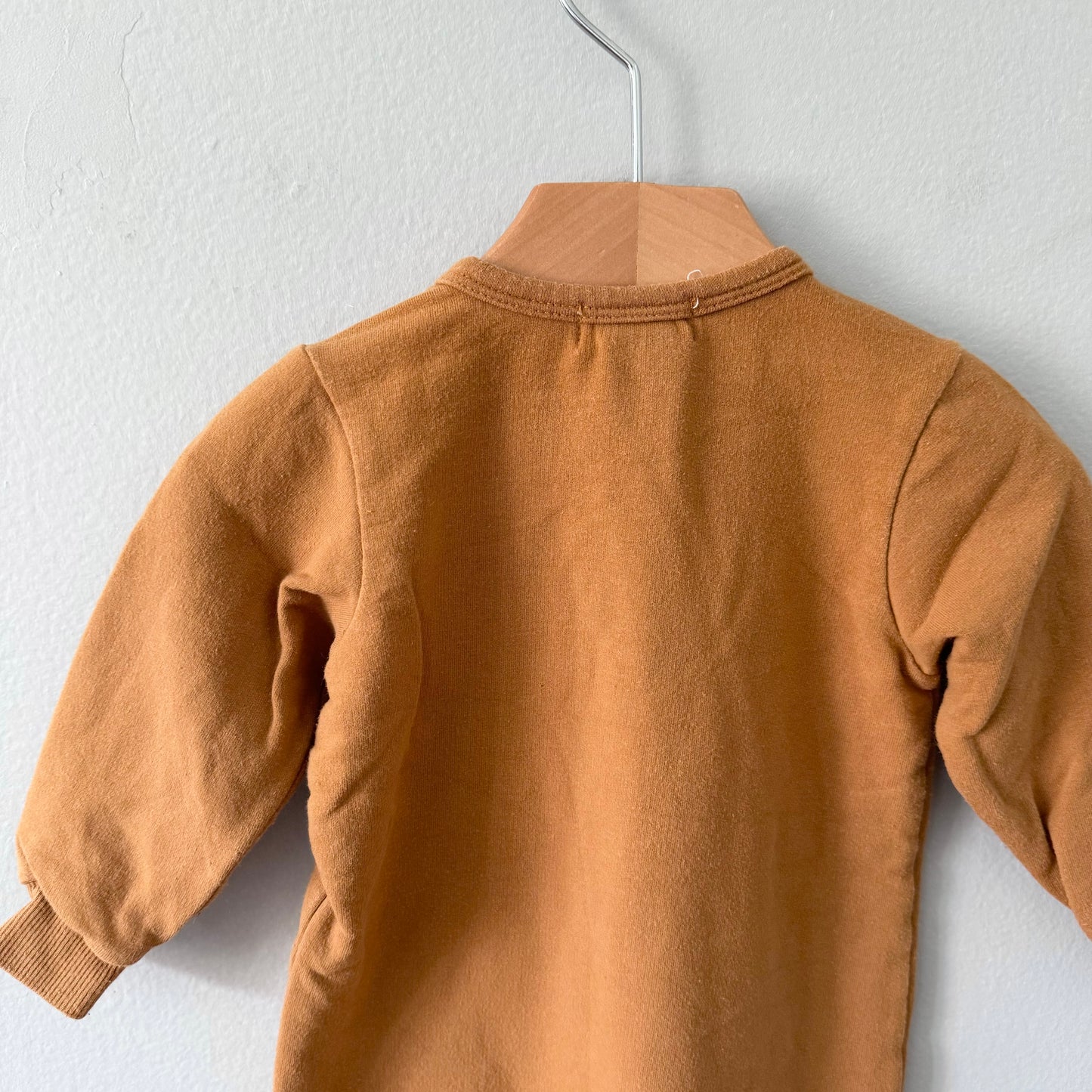 Miles the label / Camel brown sweatshirt romper / 6M