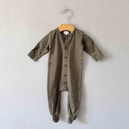 Jamie Kay / Dark khaki x dots romper / 3-6M