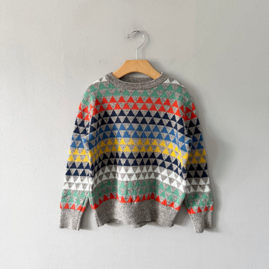 Gap / Light grey x colourful stripe knit dress / 6-7Y