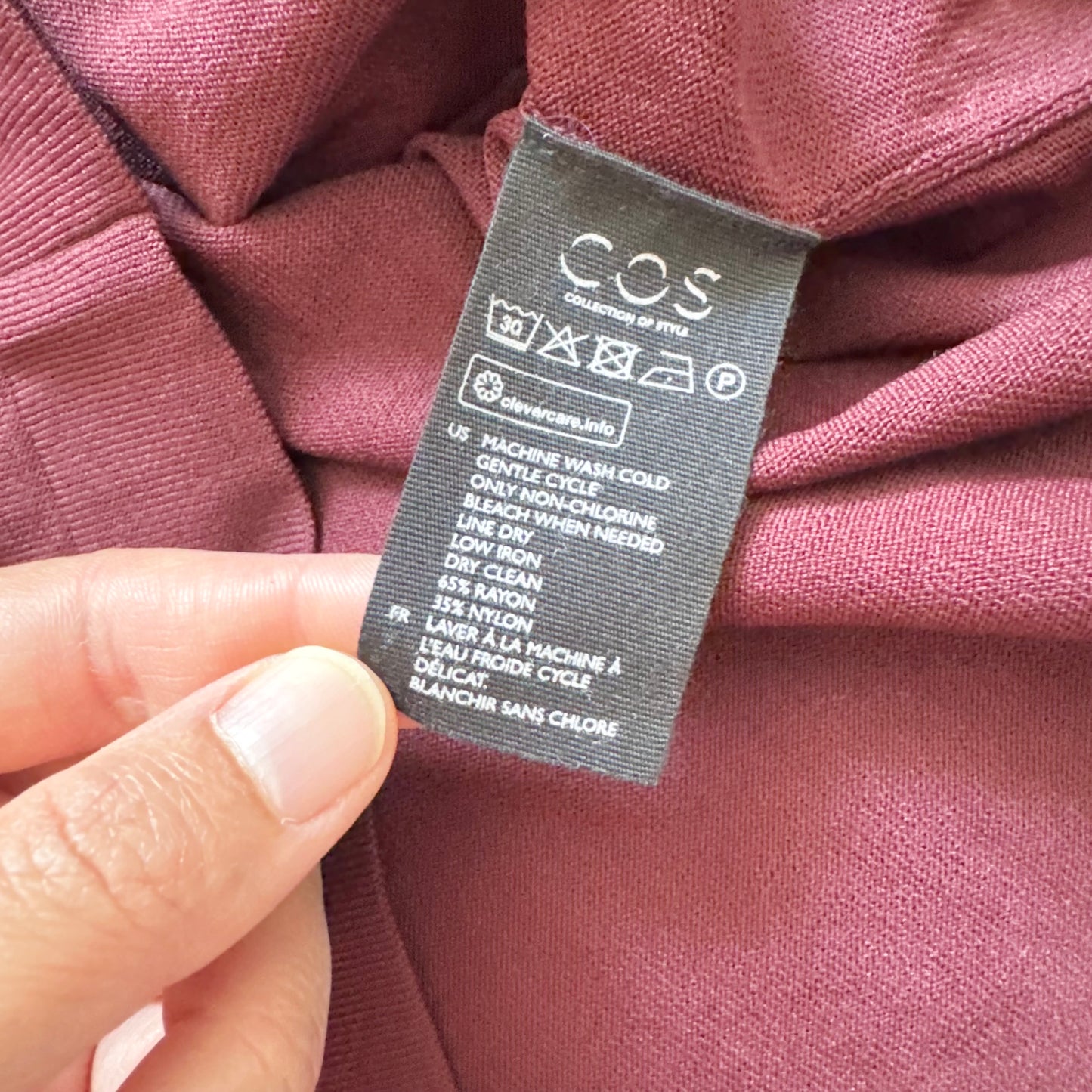 COS / Burgundy ruffle sleeve dress / Women L